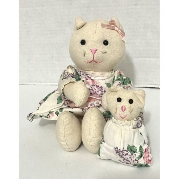 Cat Mom with Kitten Plush Toy Stuffed Animal 9.5” - Picture 2 of 9